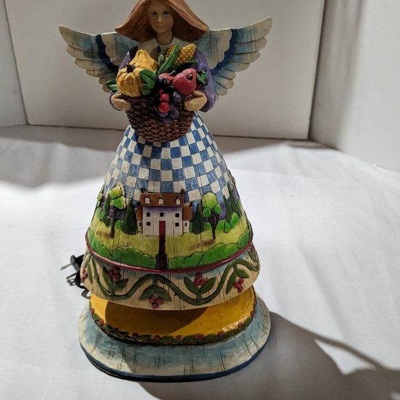 Jim Shore Lamp- Heartwood Creek- angel with vegetable basket 2004 - Picture 5 of 14
